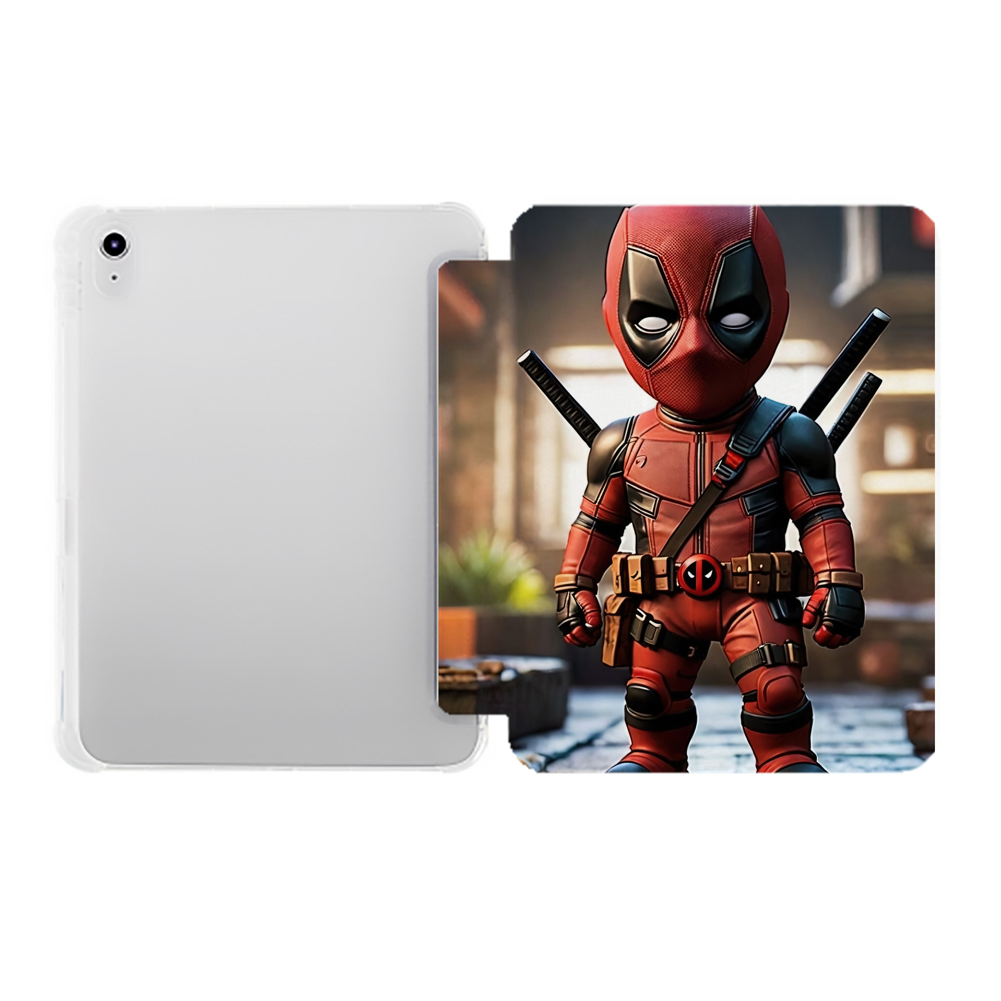 （画像用） Deadpool デッドプール IPad ケース ペン収納付き 三つ折りスタンド PUレザー×シリコン 対応機種9.5/10.5/10.9インチ